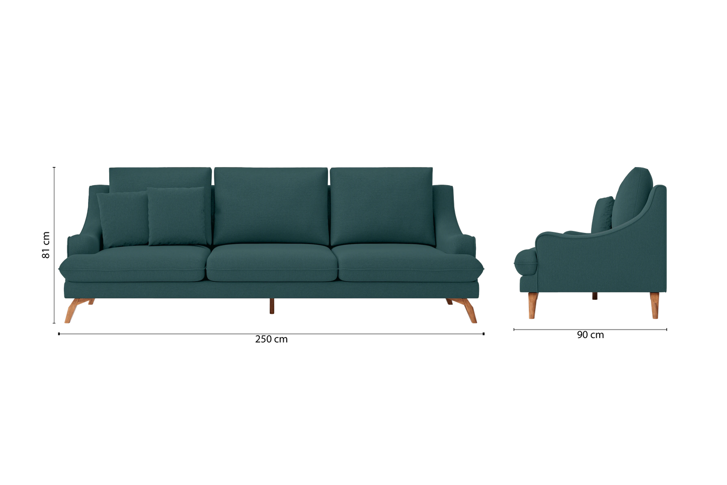 Savona 4 Seater Sofa Teal Linen Fabric