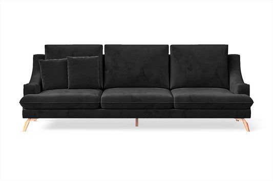 Savona 4 Seater Sofa Black Velvet