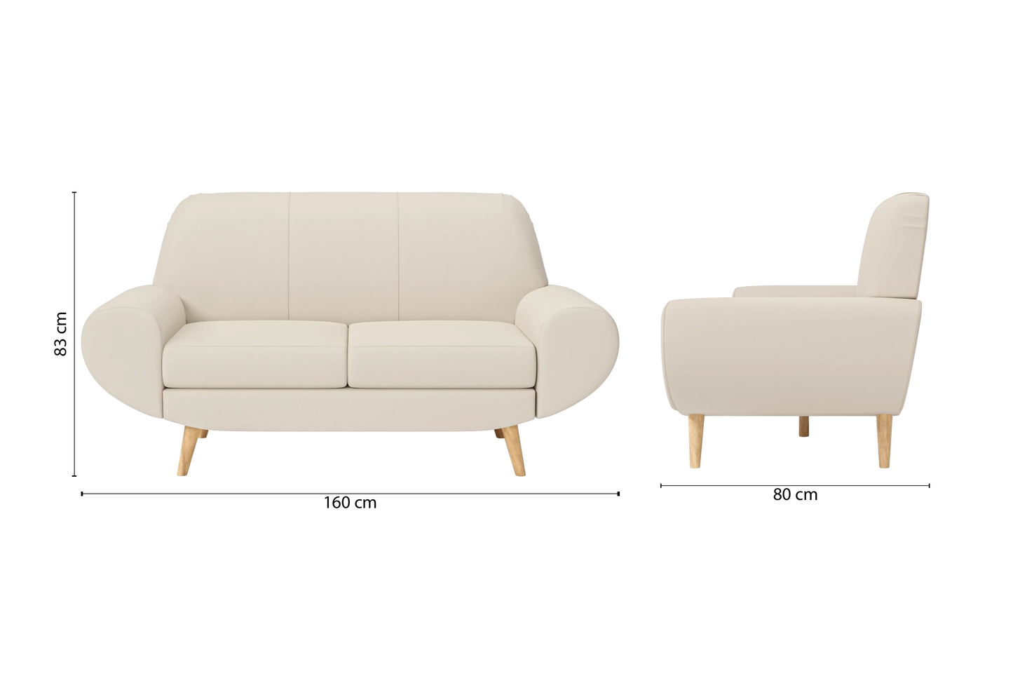 Serina 2 Seater Sofa Cream Leather