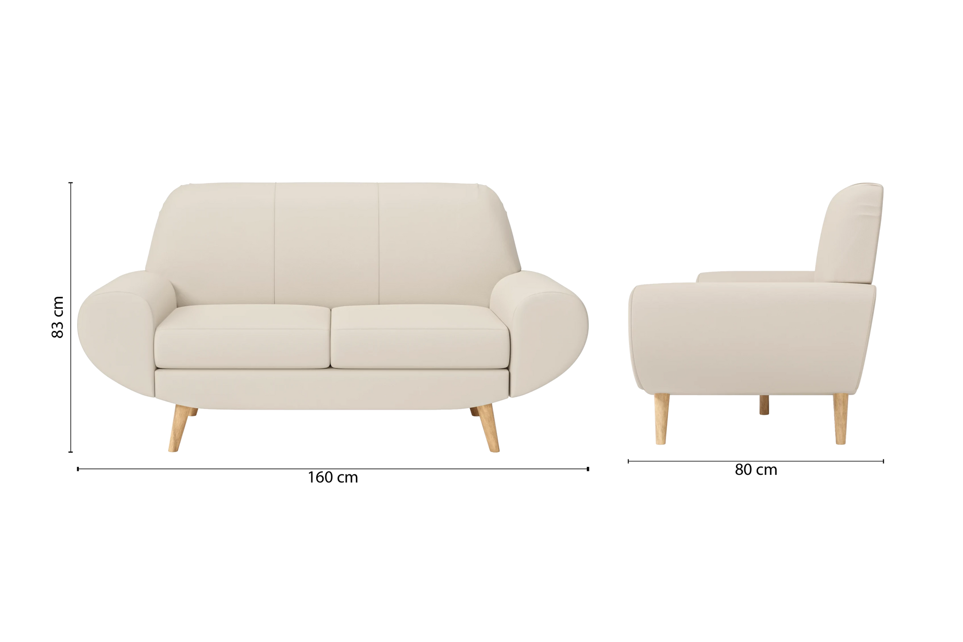 Serina 2 Seater Sofa Cream Leather