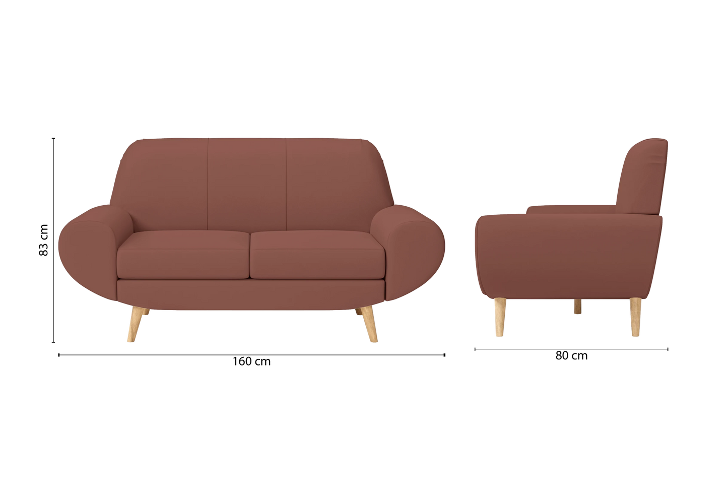 Serina 2 Seater Sofa Mauve Leather