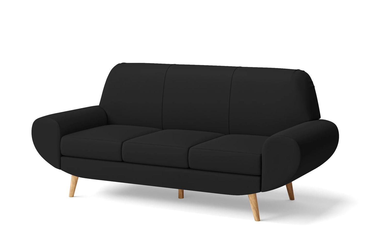 Serina 3 Seater Sofa Black Leather