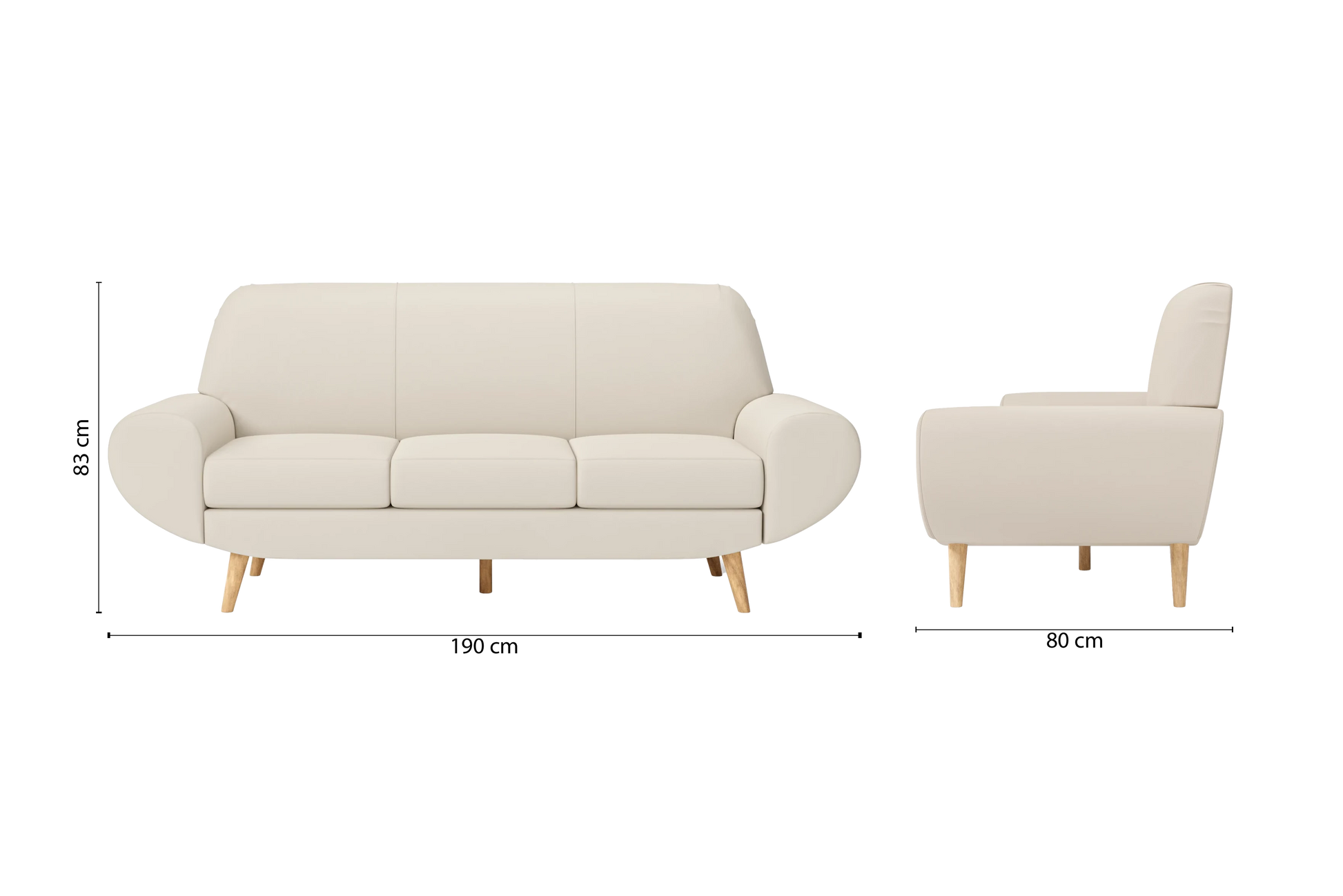 Serina 3 Seater Sofa Cream Leather