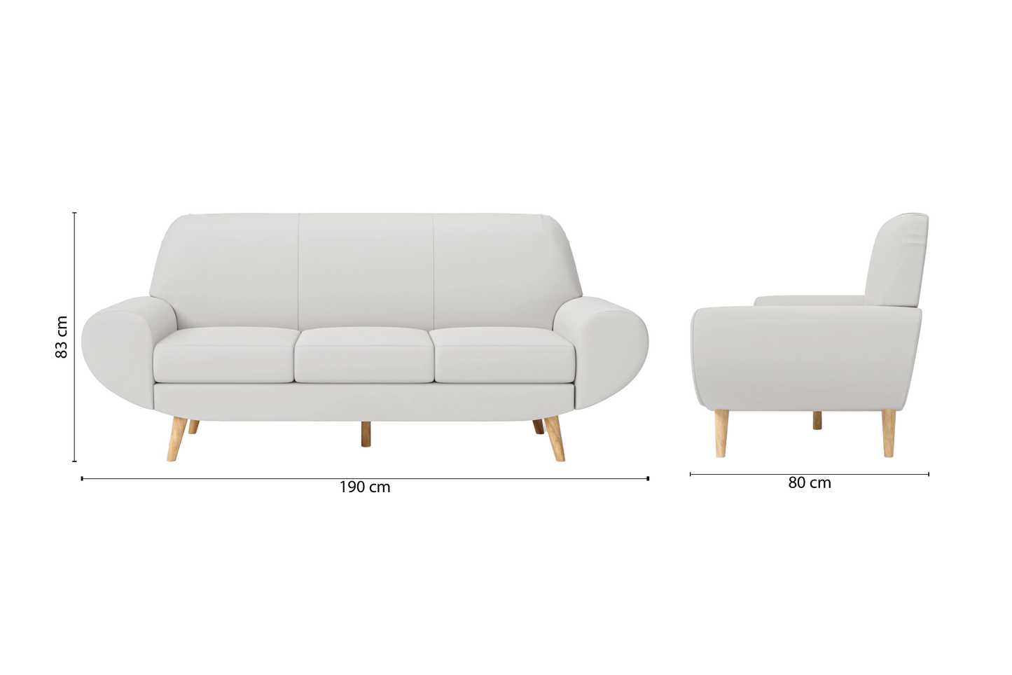 Serina 3 Seater Sofa White Leather