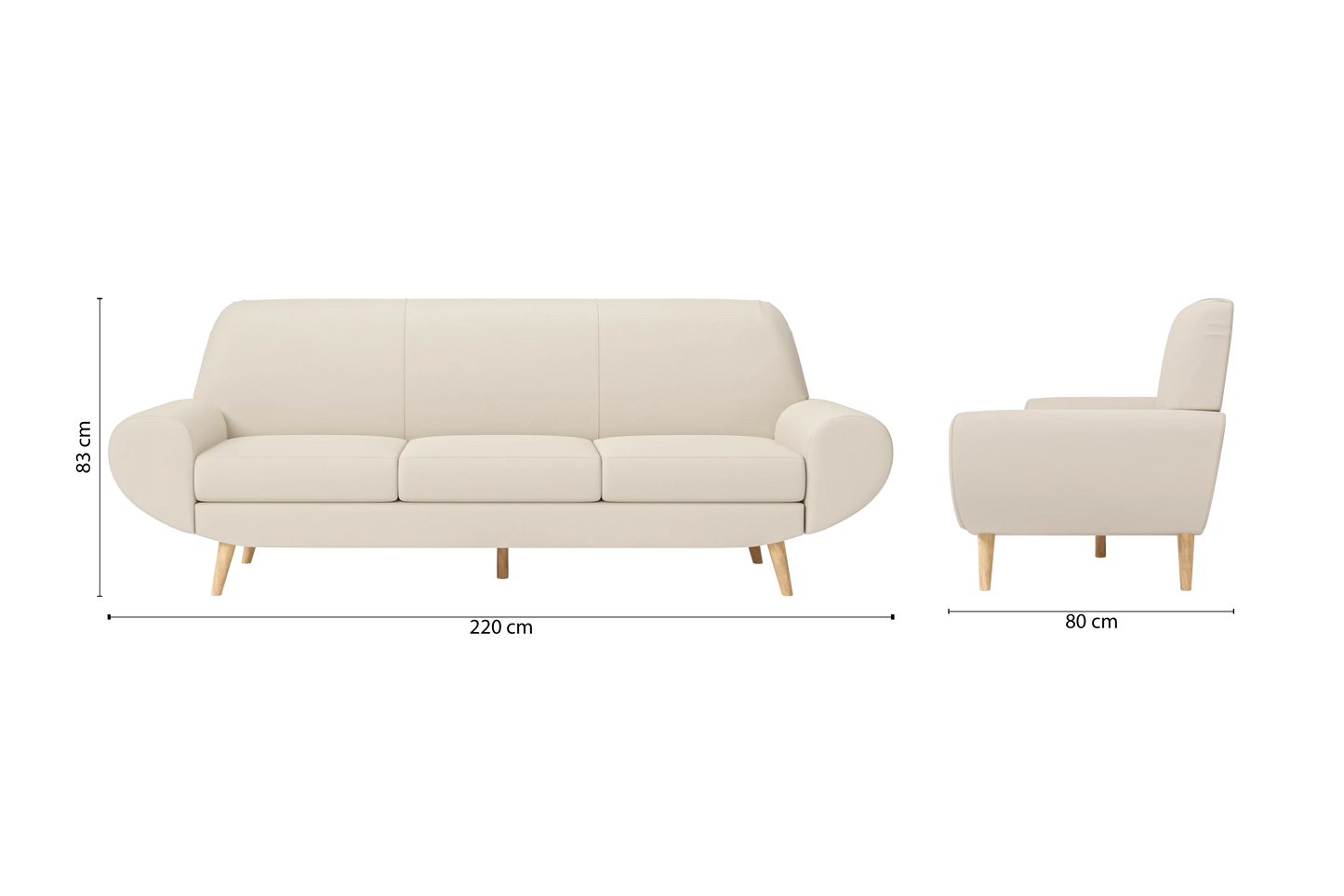 Serina 4 Seater Sofa Cream Leather