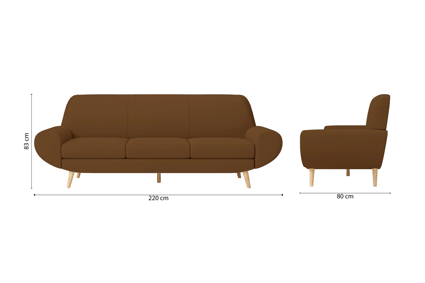 Serina 4 Seater Sofa Walnut Brown Leather