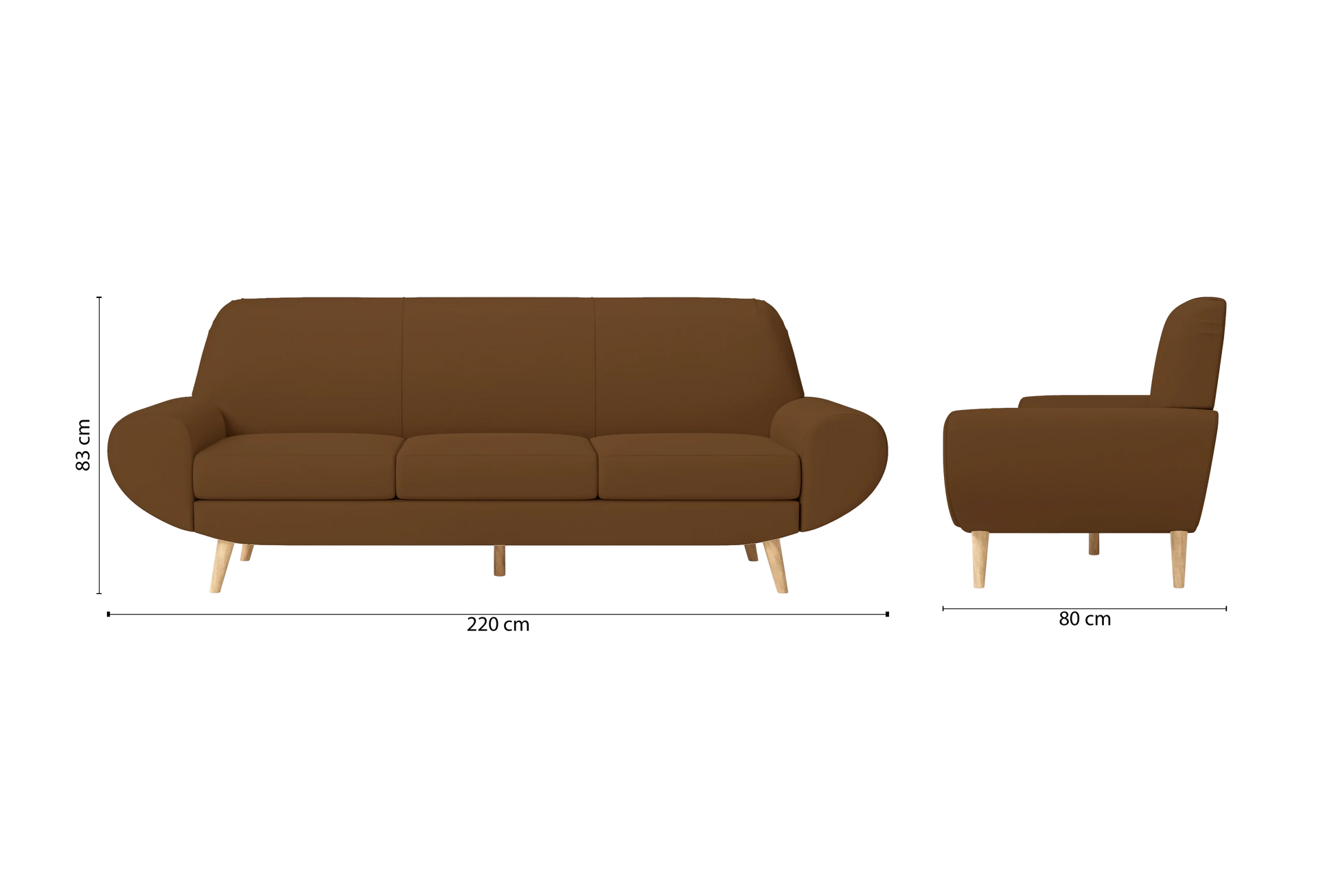 Serina 4 Seater Sofa Walnut Brown Leather