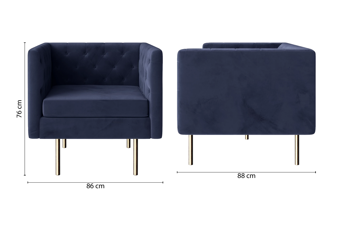 Spezia Armchair Dark Blue Velvet