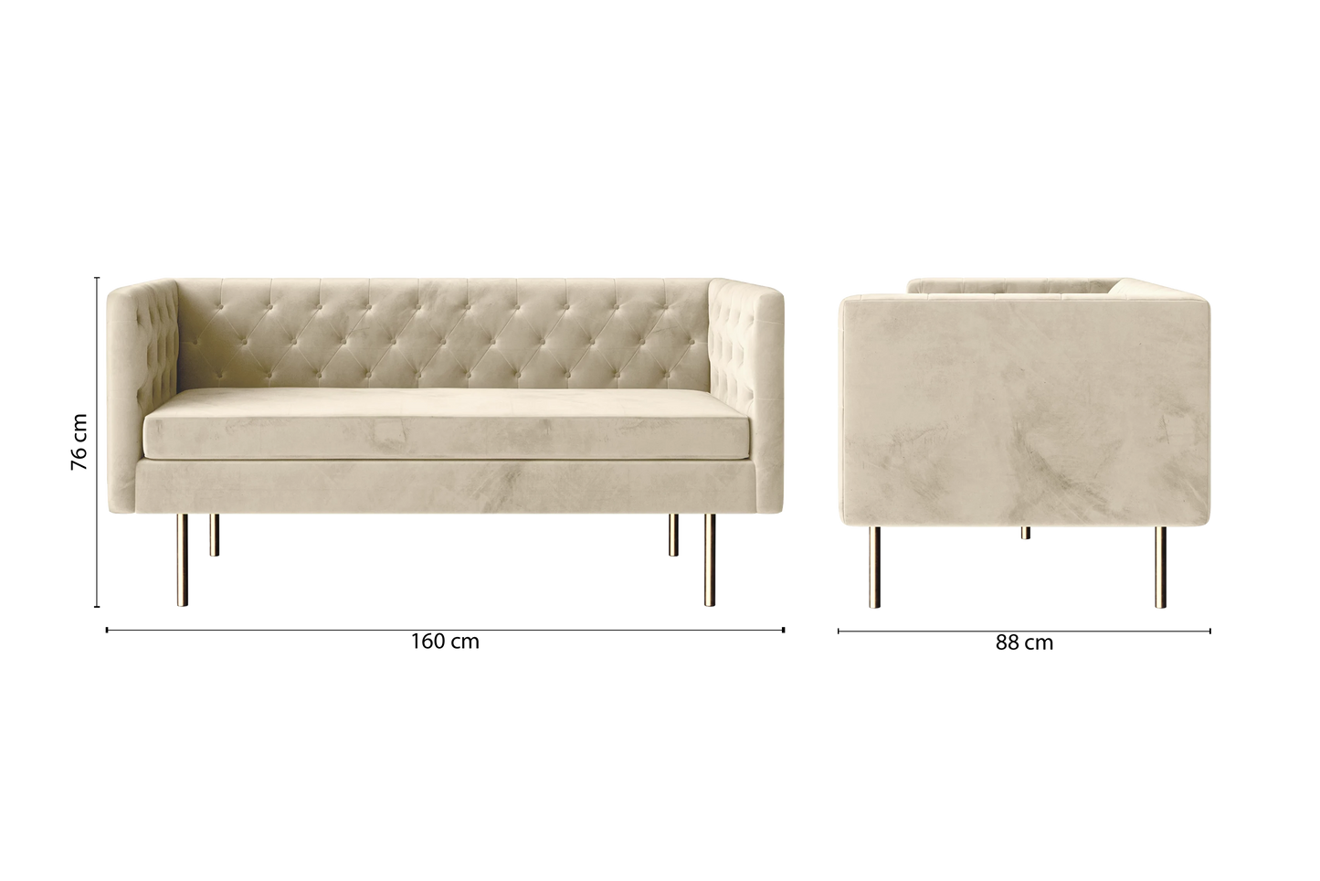 Spezia 2 Seater Sofa Cream Velvet