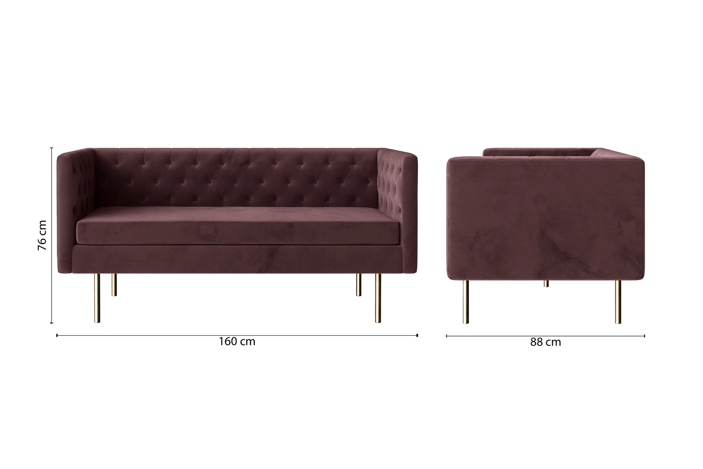 Spezia 2 Seater Sofa Grape Velvet