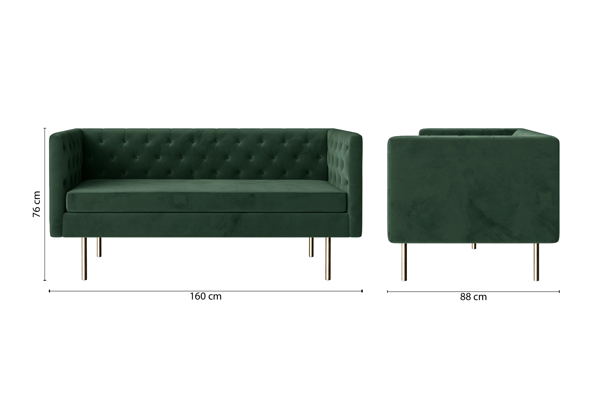 Spezia 2 Seater Sofa Green Velvet