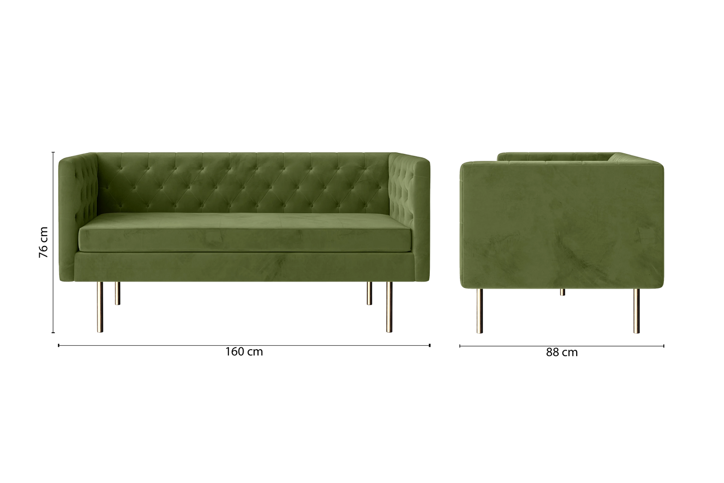 Spezia 2 Seater Sofa Lime Velvet