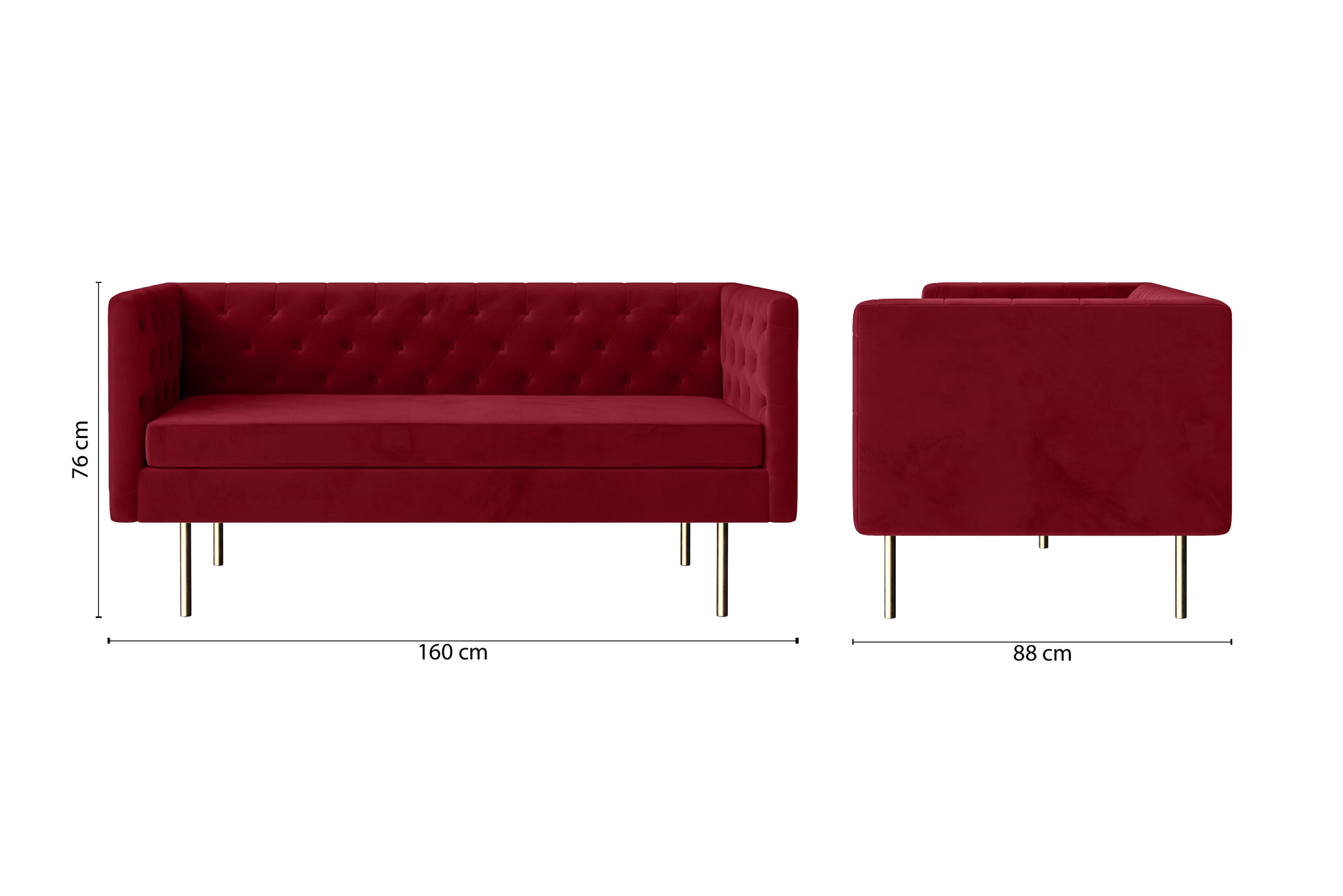 Spezia 2 Seater Sofa Red Velvet