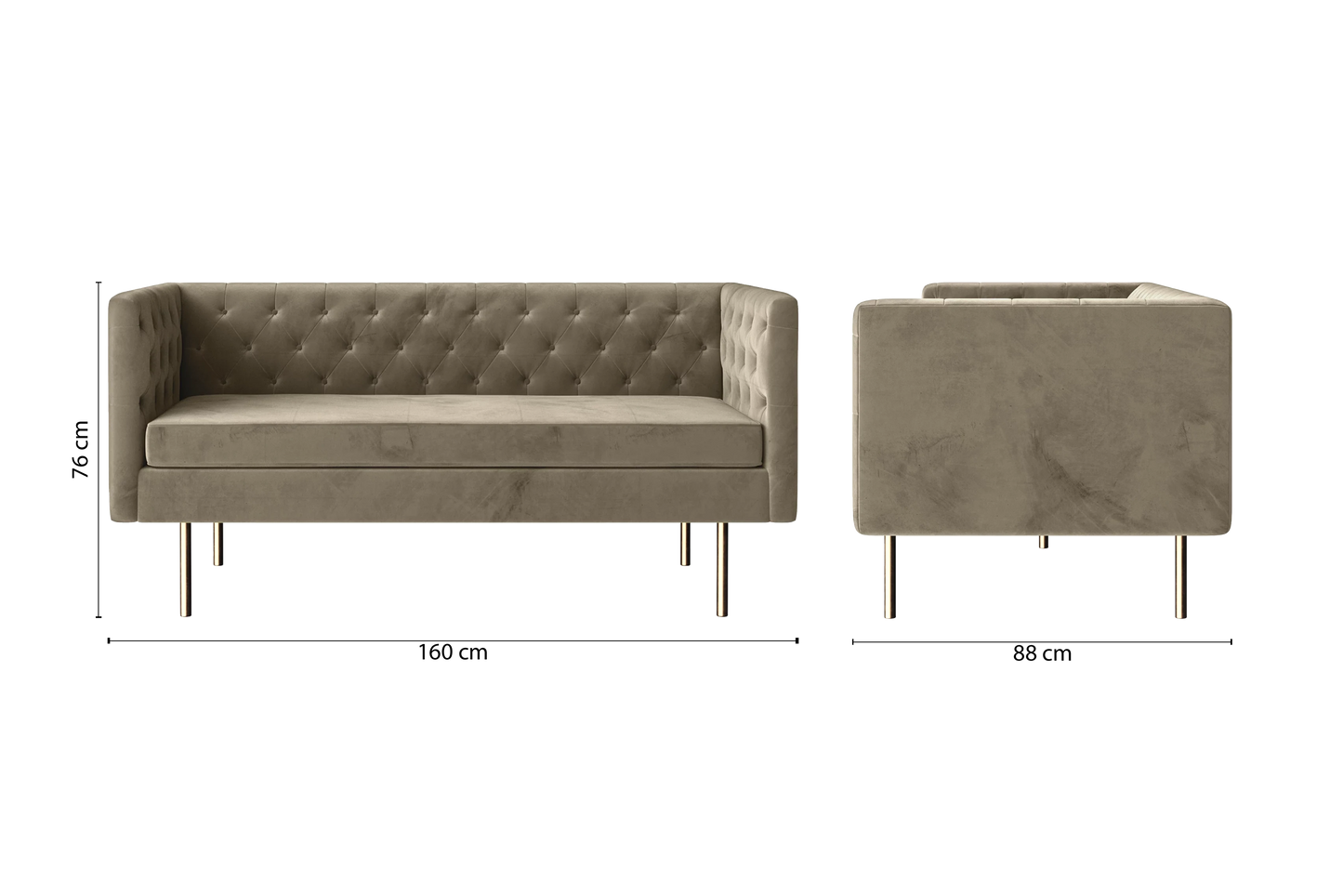 Spezia 2 Seater Sofa Sand Velvet