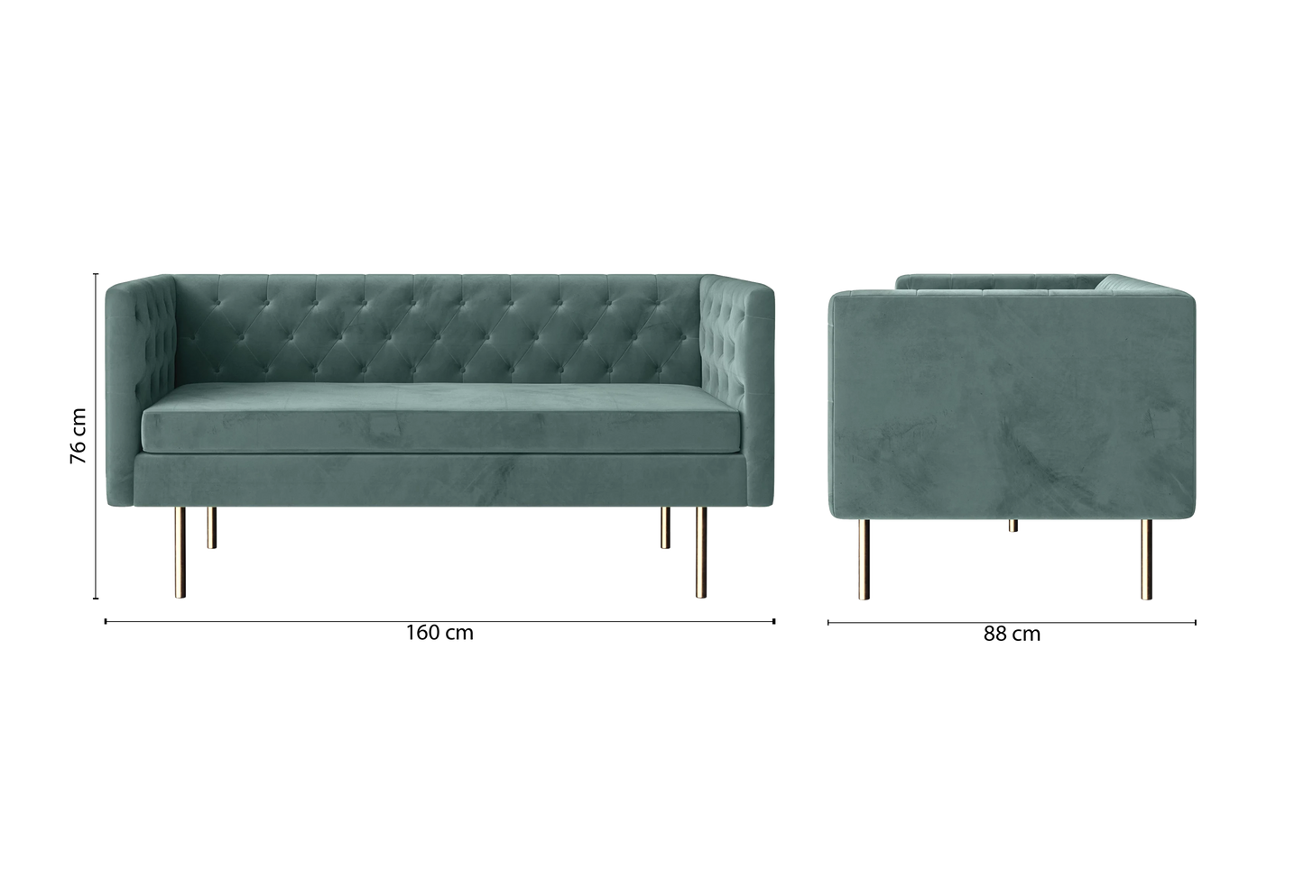 Spezia 2 Seater Sofa Teal Velvet