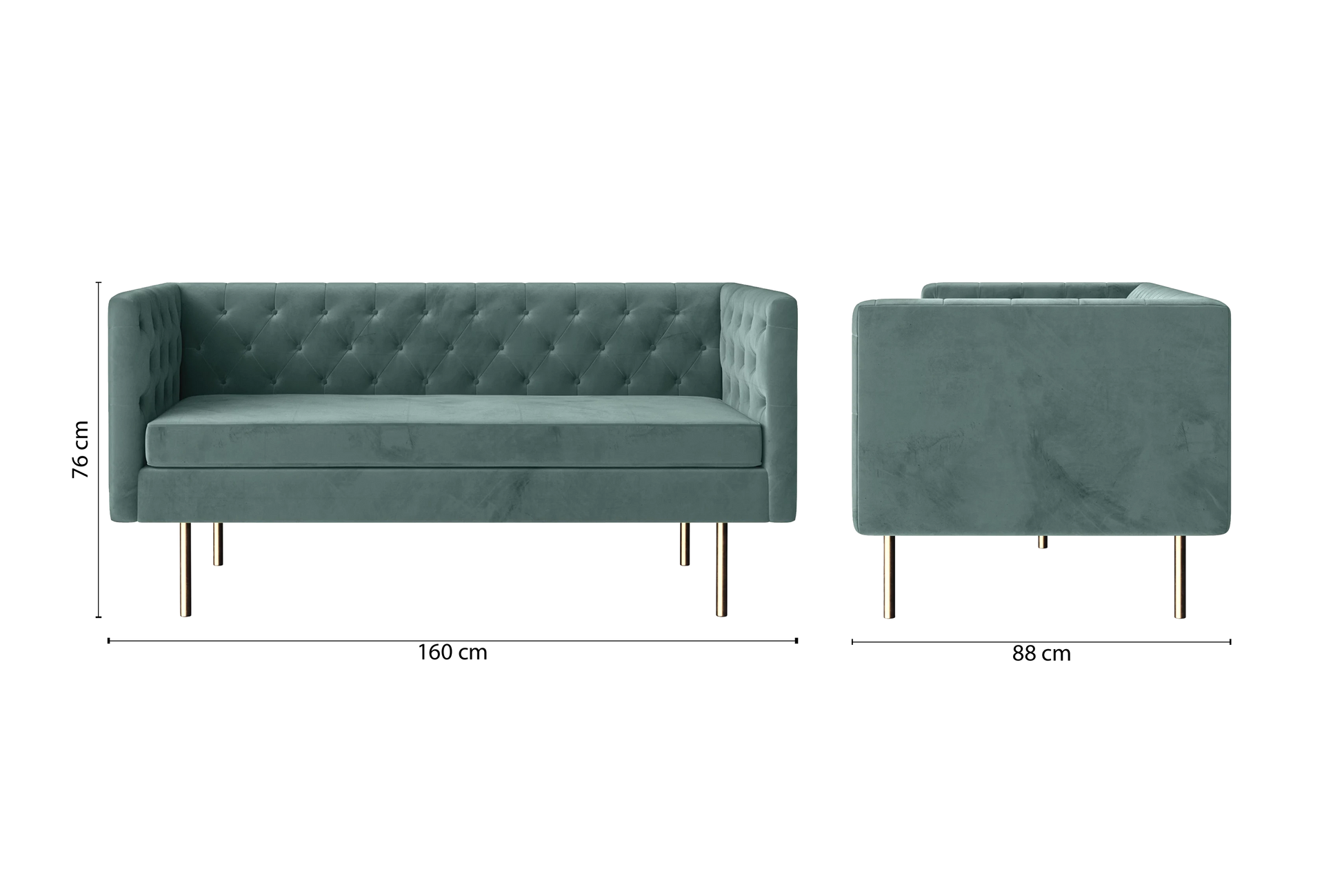 Spezia 2 Seater Sofa Teal Velvet