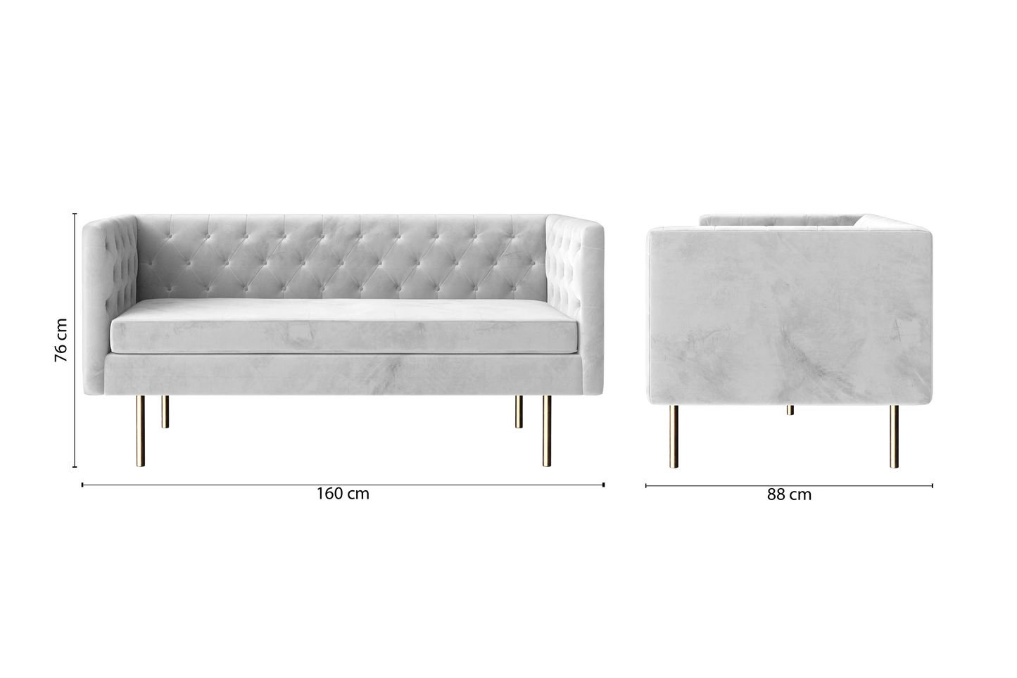 Spezia 2 Seater Sofa White Velvet