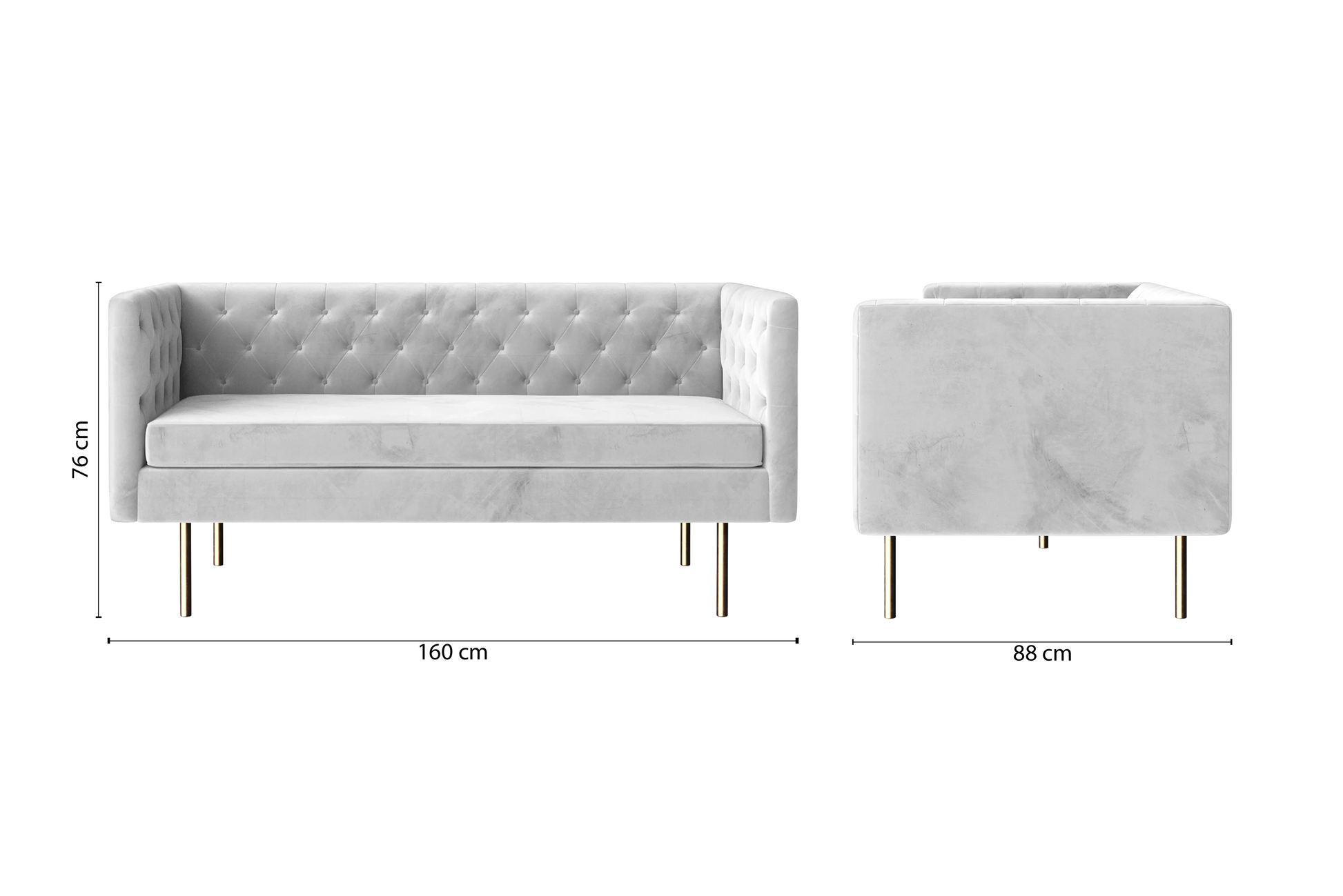 Spezia 2 Seater Sofa White Velvet