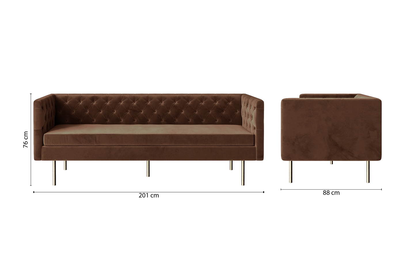 Spezia 3 Seater Sofa Coffee Brown Velvet