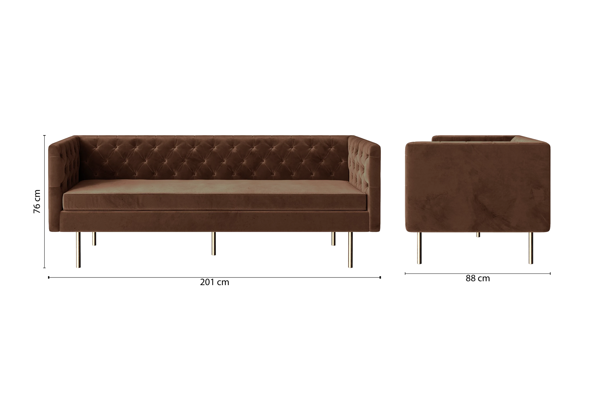 Spezia 3 Seater Sofa Coffee Brown Velvet