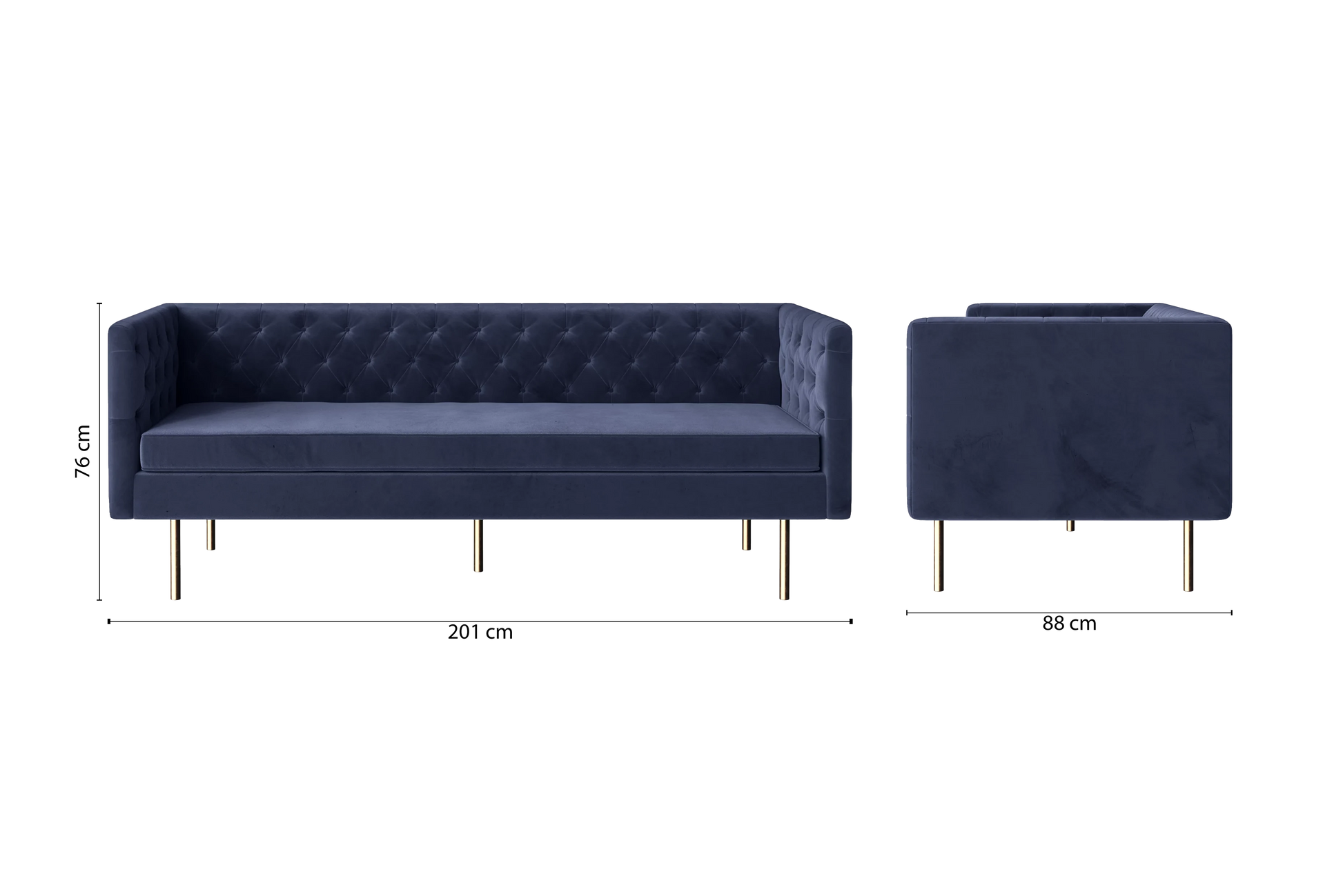 Spezia 3 Seater Sofa Dark Blue Velvet