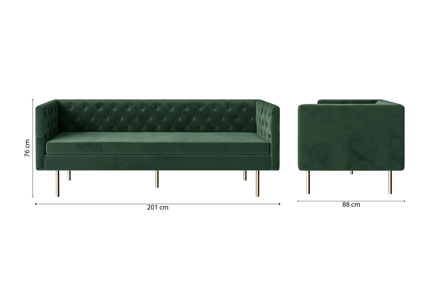 Spezia 3 Seater Sofa Green Velvet