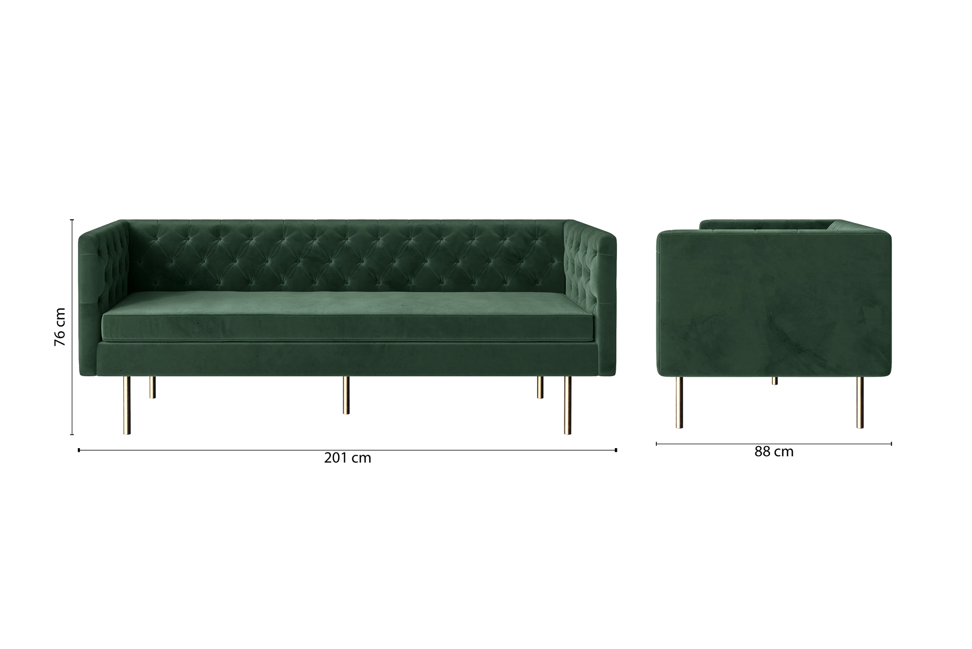 Spezia 3 Seater Sofa Green Velvet