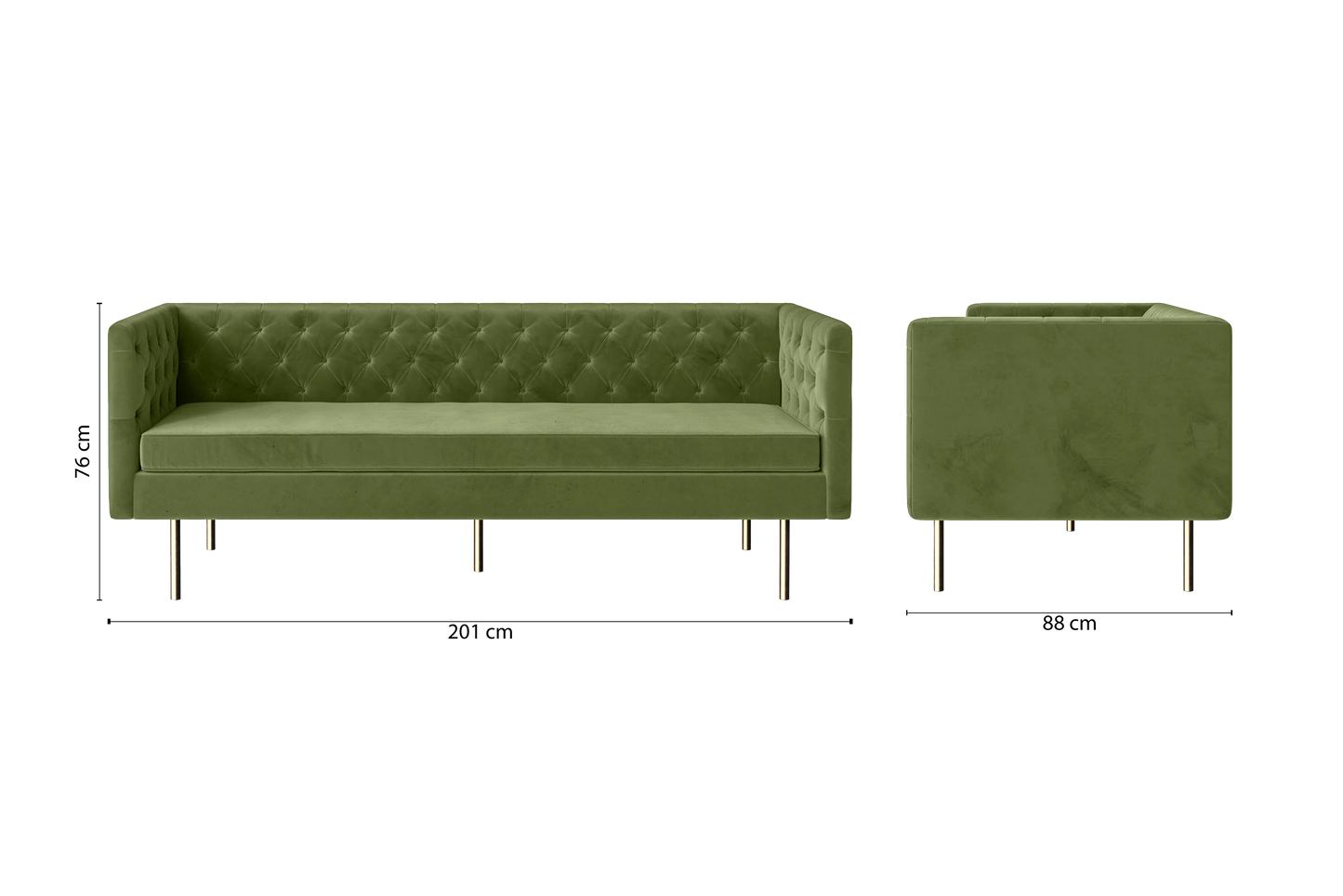 Spezia 3 Seater Sofa Lime Velvet