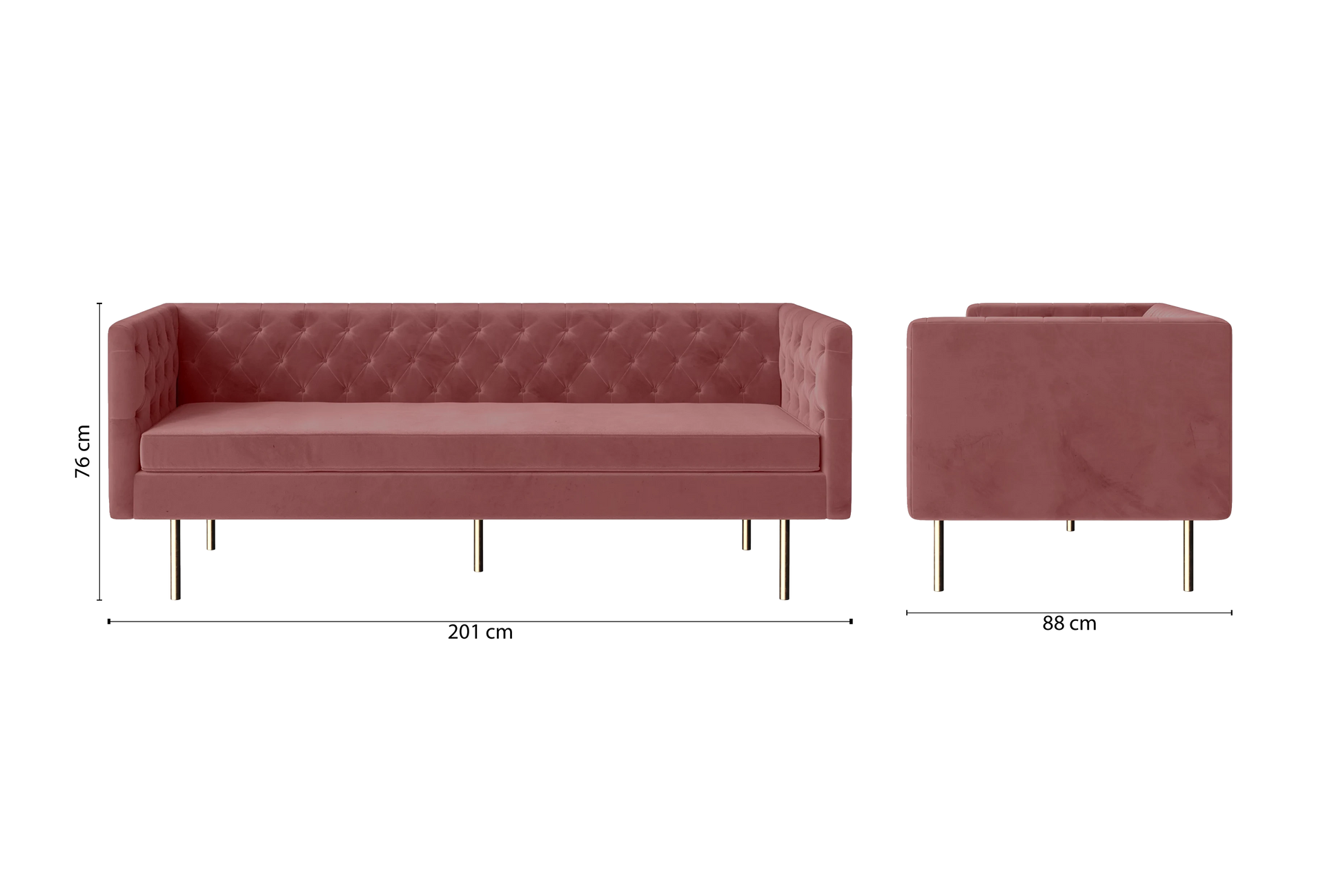 Spezia 3 Seater Sofa Pink Velvet