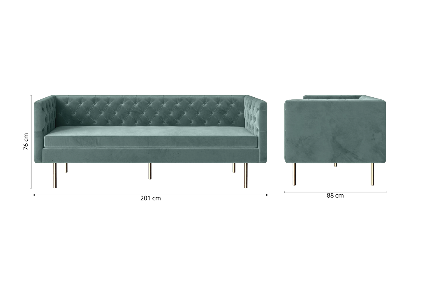 Spezia 3 Seater Sofa Teal Velvet