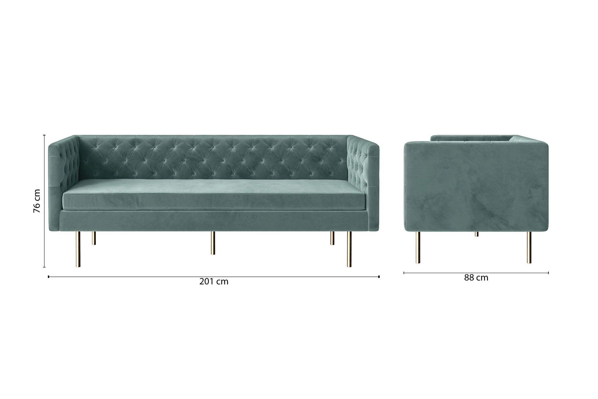 Spezia 3 Seater Sofa Teal Velvet