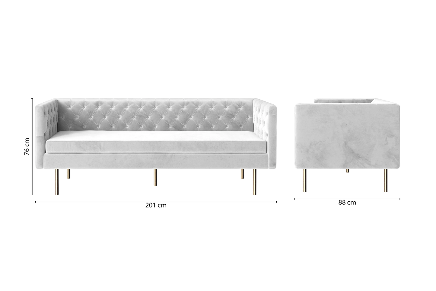 Spezia 3 Seater Sofa White Velvet