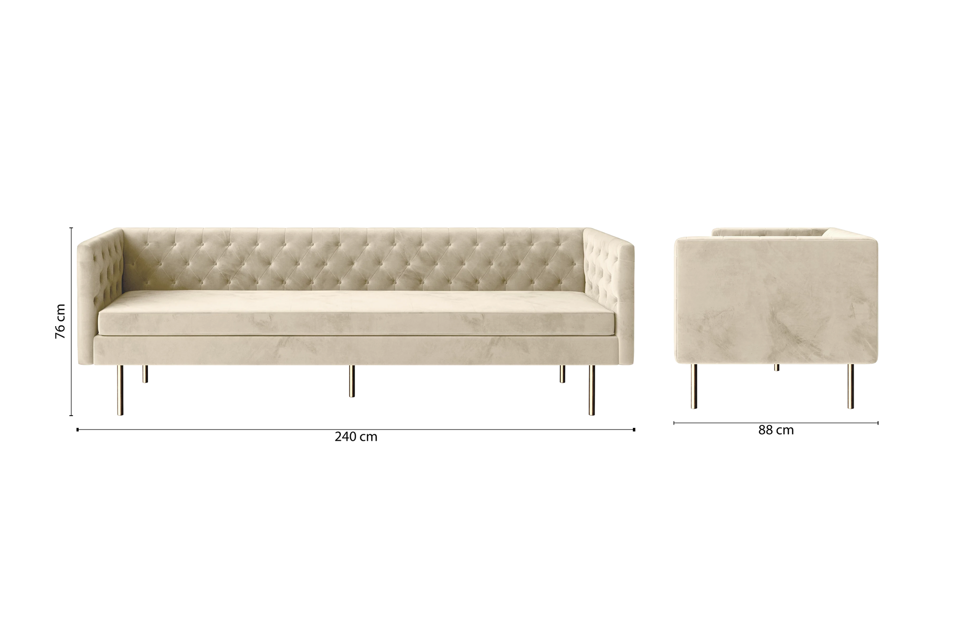 Spezia 4 Seater Sofa Cream Velvet