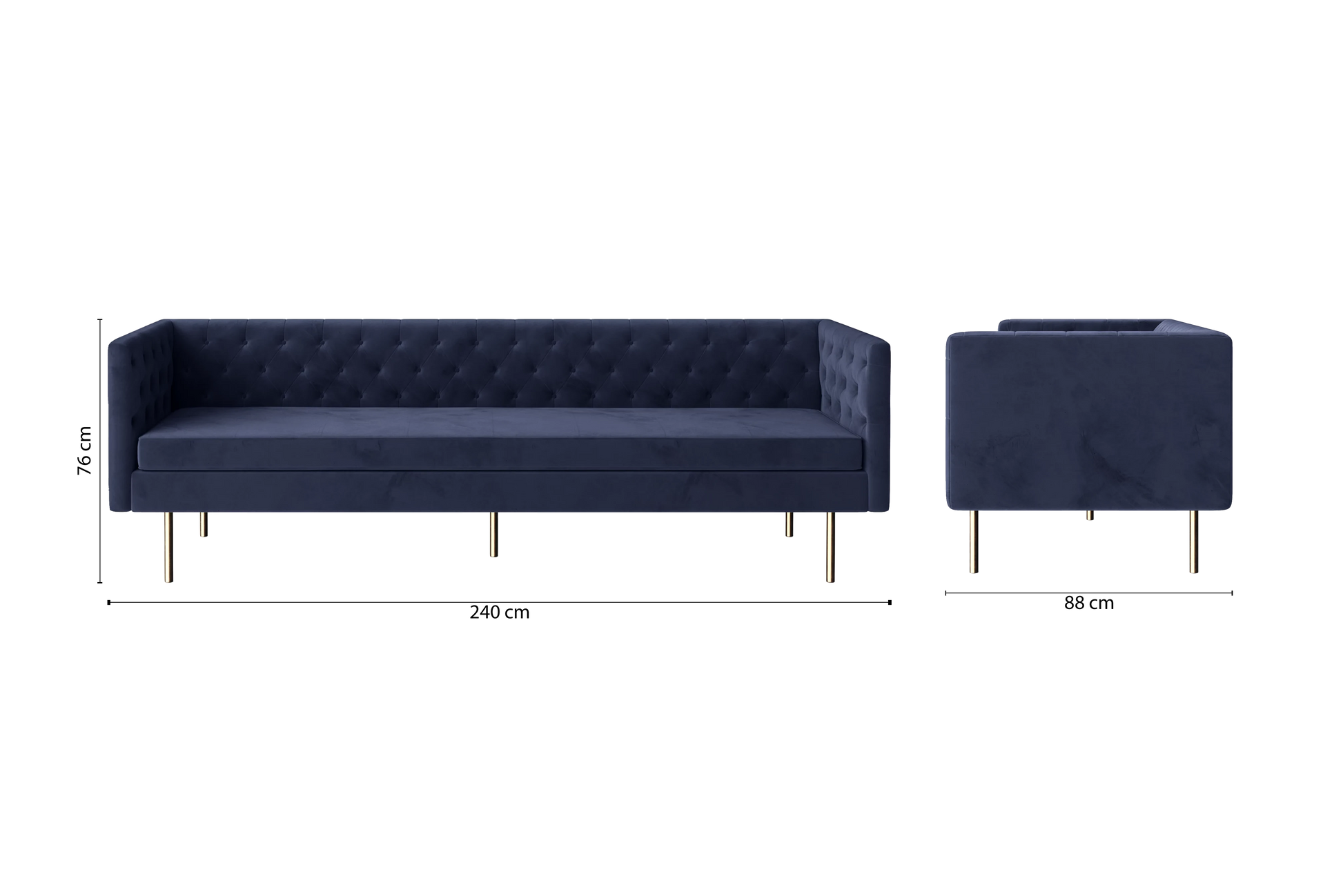 Spezia 4 Seater Sofa Dark Blue Velvet