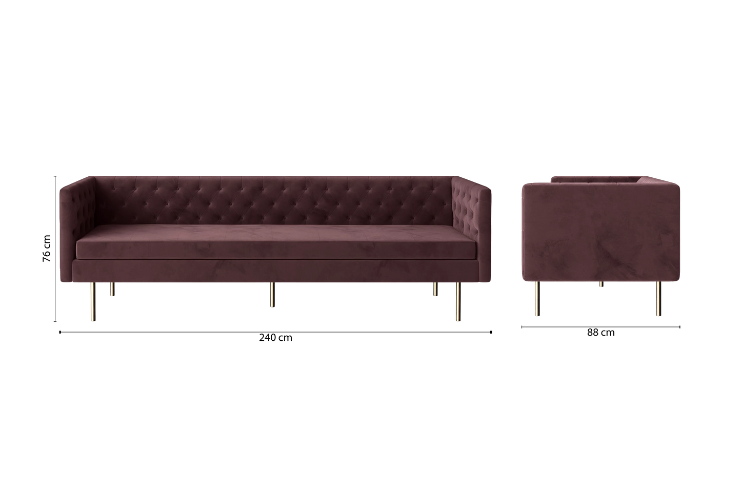 Spezia 4 Seater Sofa Grape Velvet