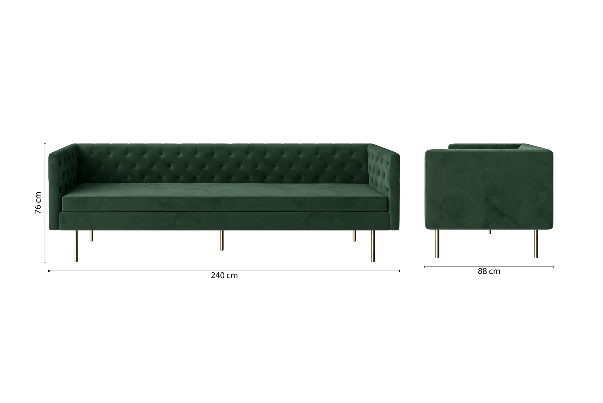 Spezia 4 Seater Sofa Green Velvet