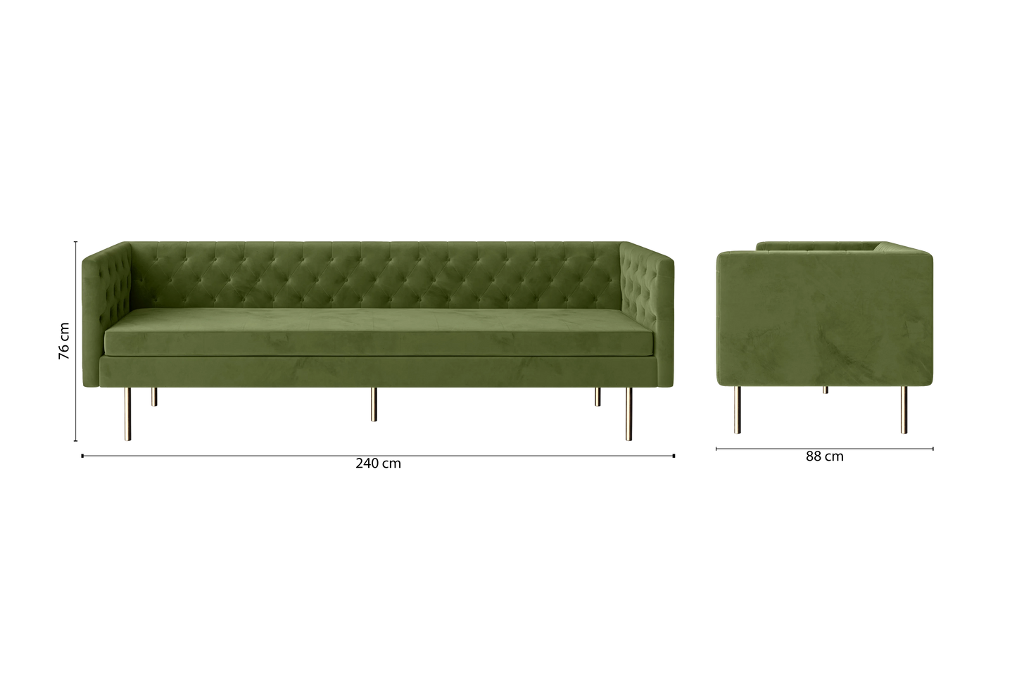 Spezia 4 Seater Sofa Lime Velvet