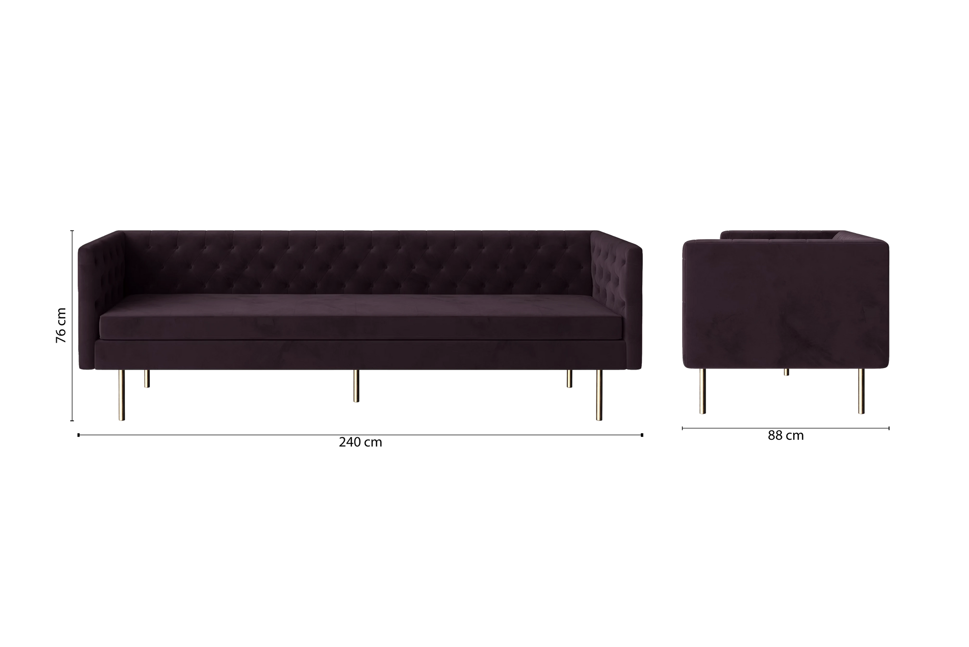 Spezia 4 Seater Sofa Purple Velvet