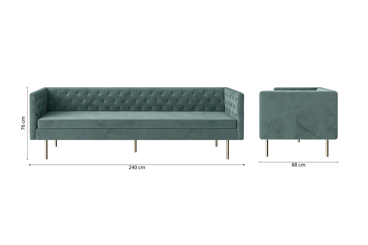 Spezia 4 Seater Sofa Teal Velvet