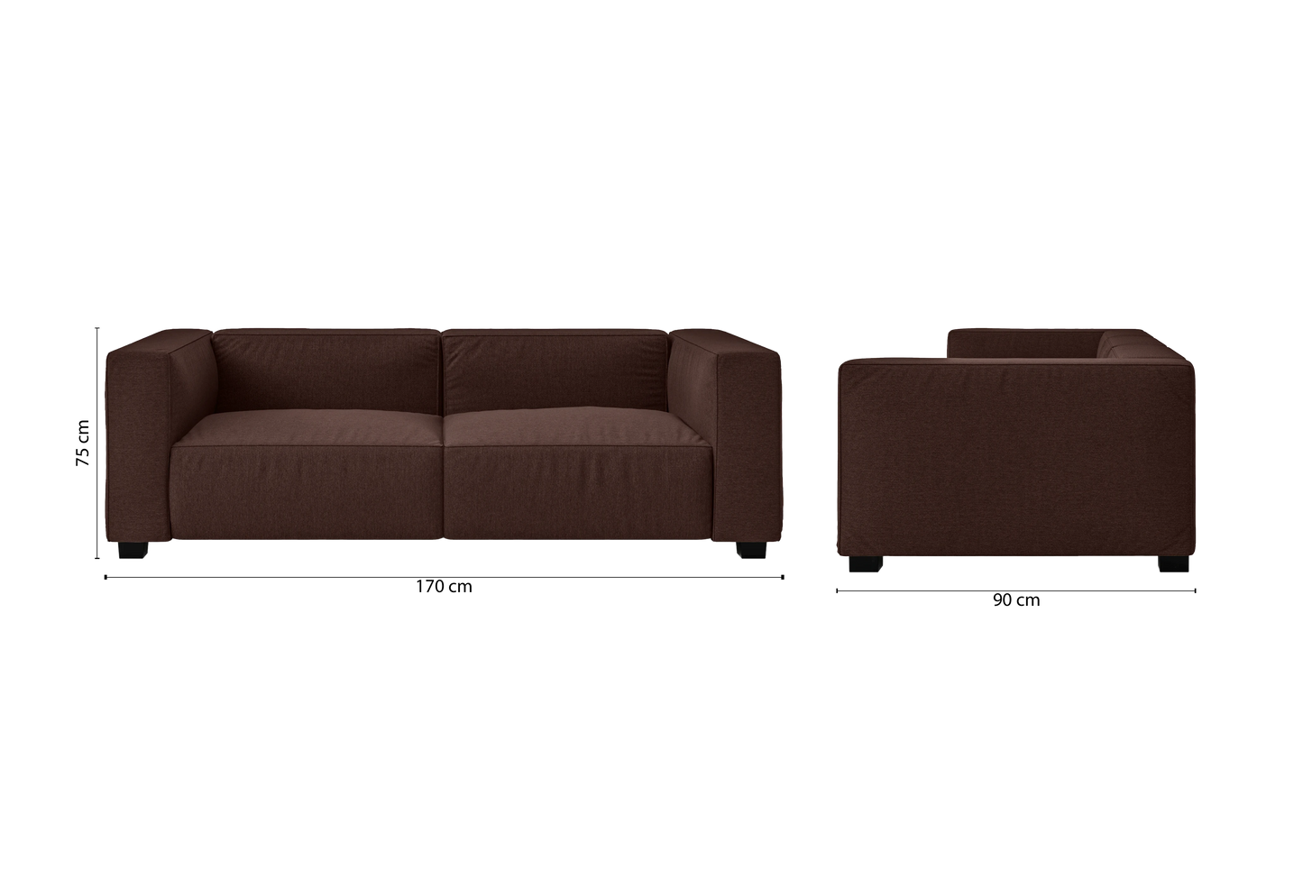 Taranto 2 Seater Sofa Coffee Brown Linen Fabric