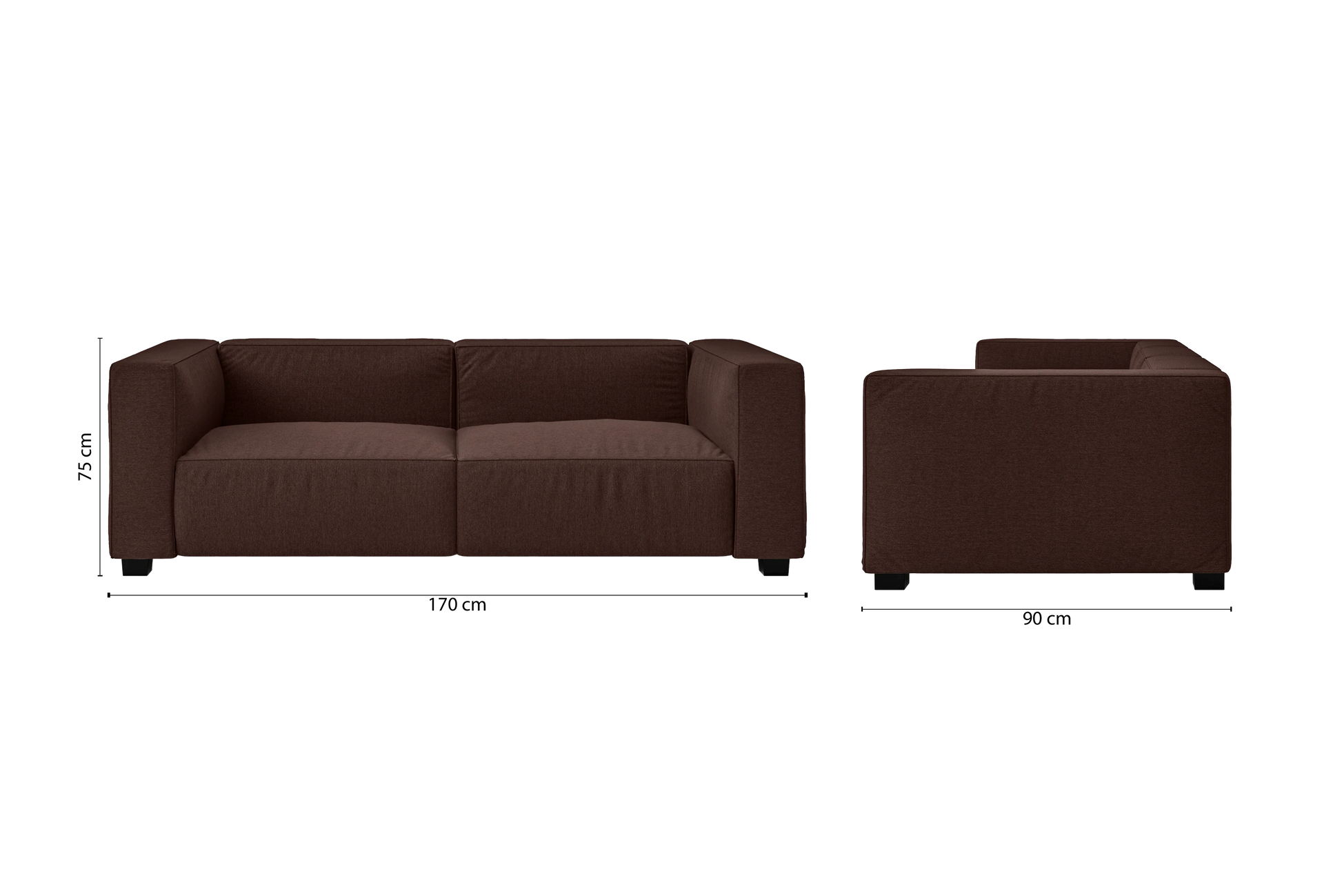 Taranto 2 Seater Sofa Coffee Brown Linen Fabric