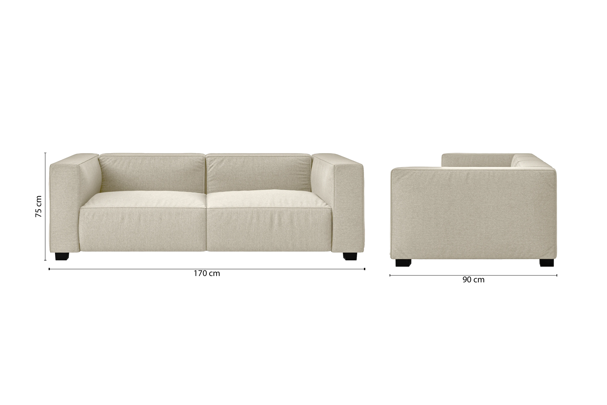 Taranto 2 Seater Sofa Cream Linen Fabric