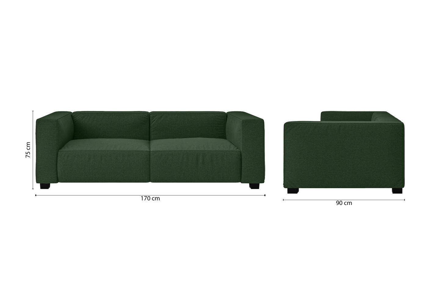 Taranto 2 Seater Sofa Forest Green Linen Fabric