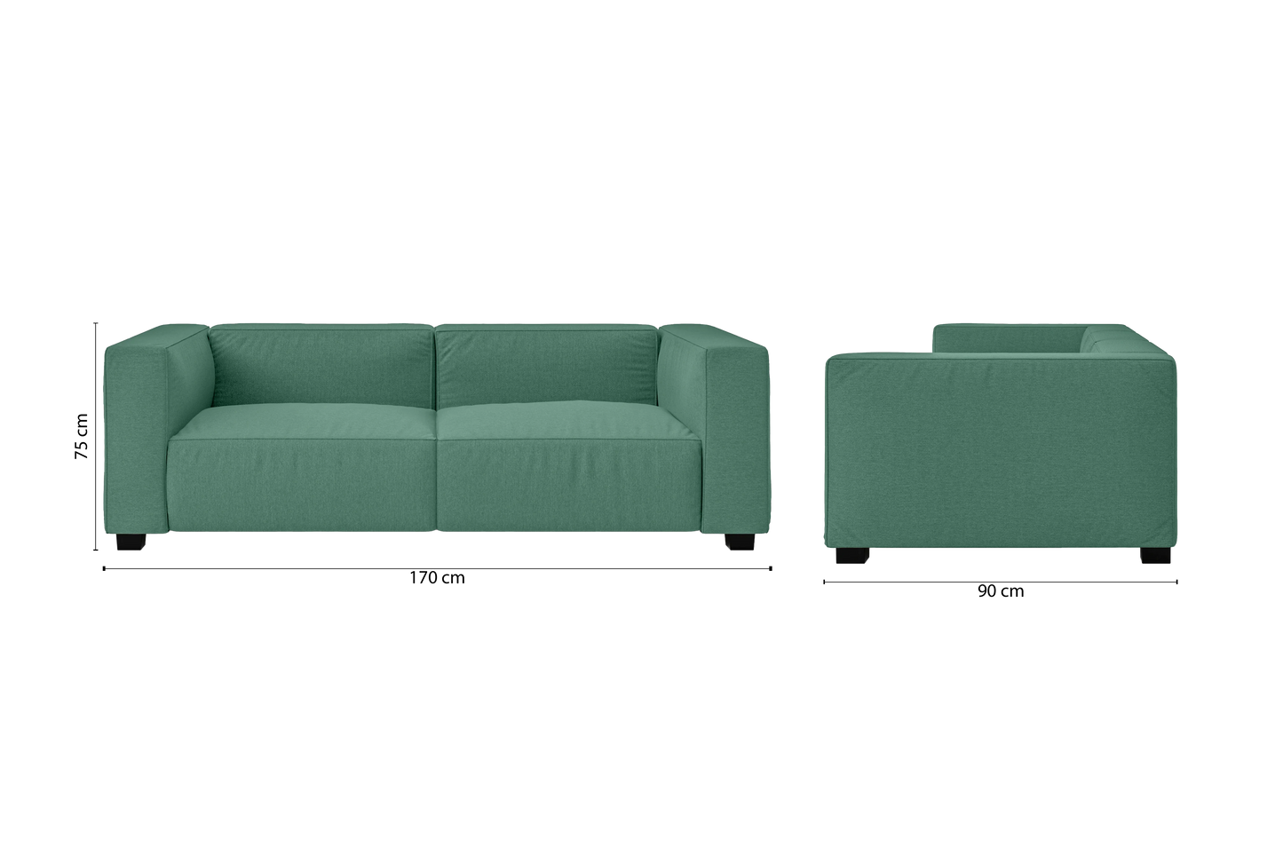 Taranto 2 Seater Sofa Mint Green Linen Fabric