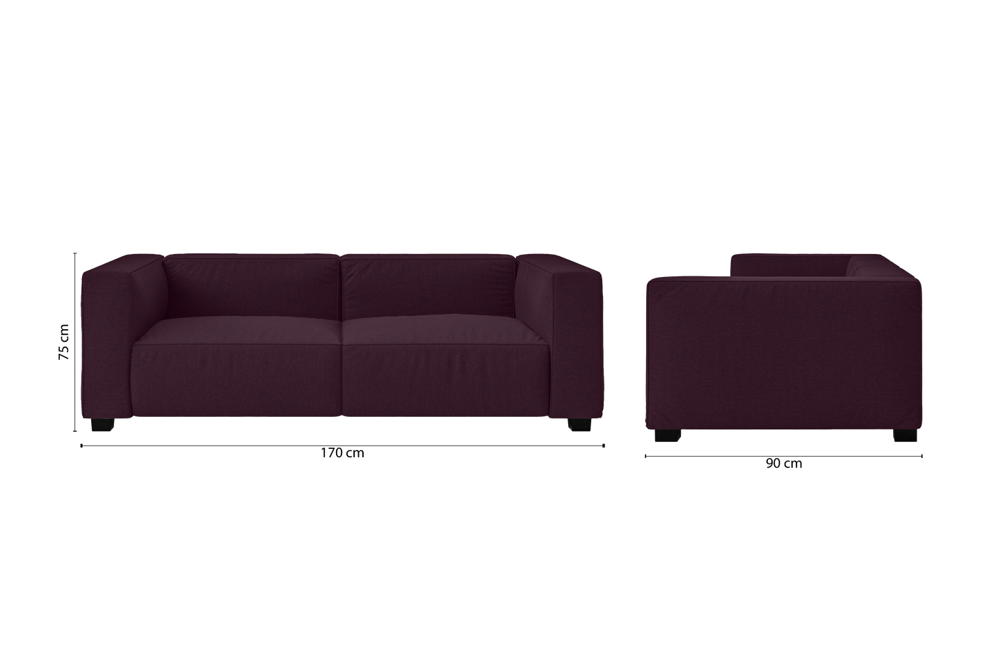 Taranto 2 Seater Sofa Purple Linen Fabric