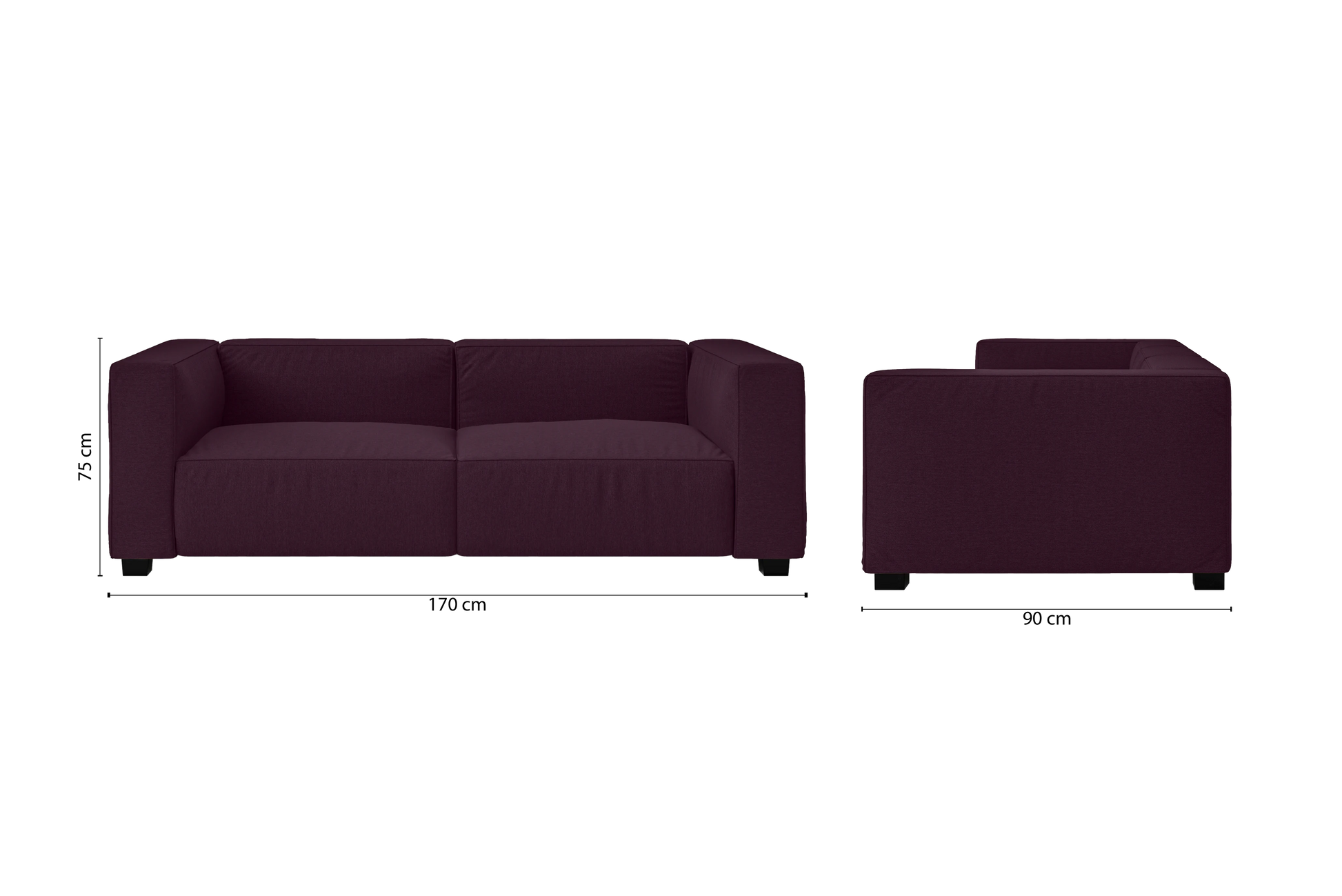 Taranto 2 Seater Sofa Purple Linen Fabric