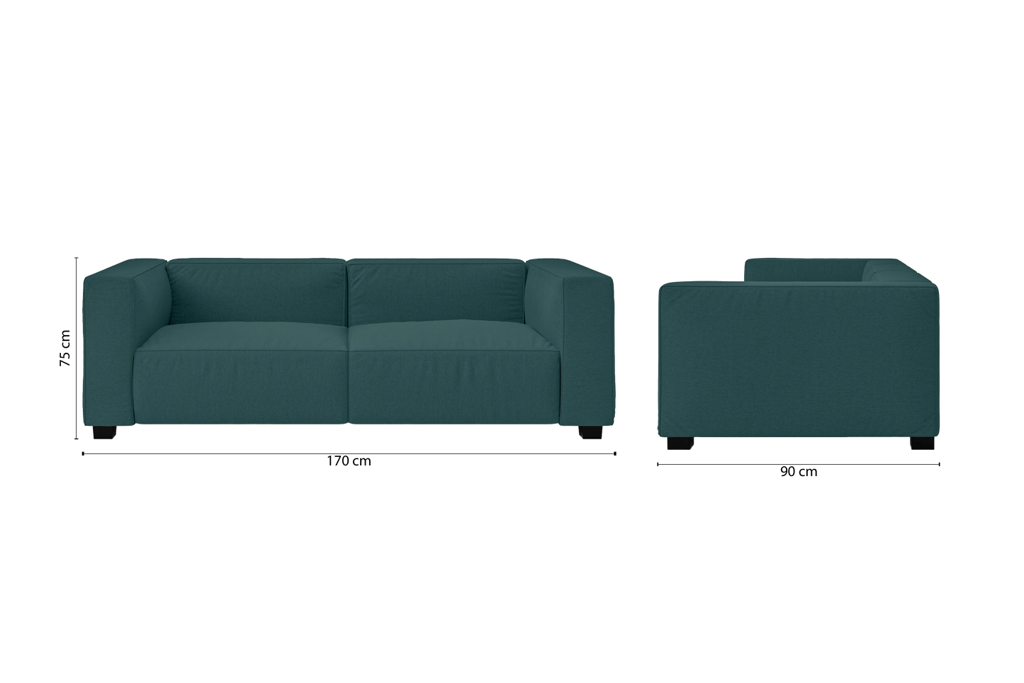 Taranto 2 Seater Sofa Teal Linen Fabric