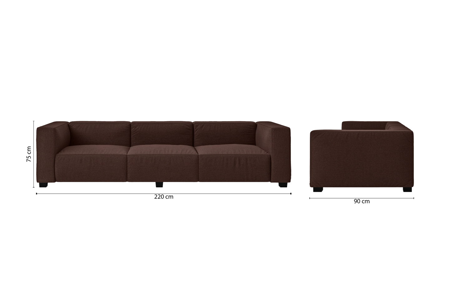 Taranto 3 Seater Sofa Coffee Brown Linen Fabric