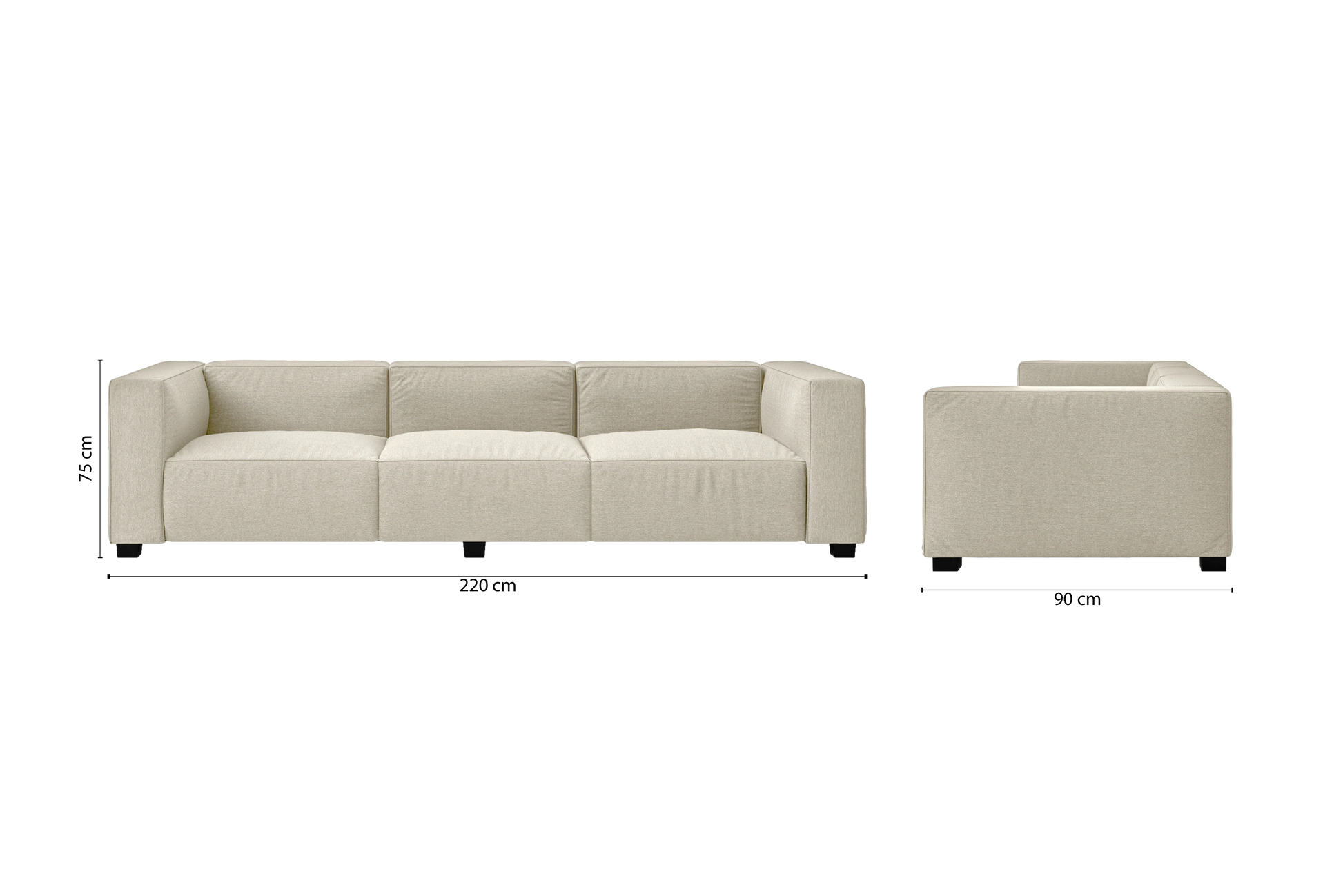 Taranto 3 Seater Sofa Cream Linen Fabric