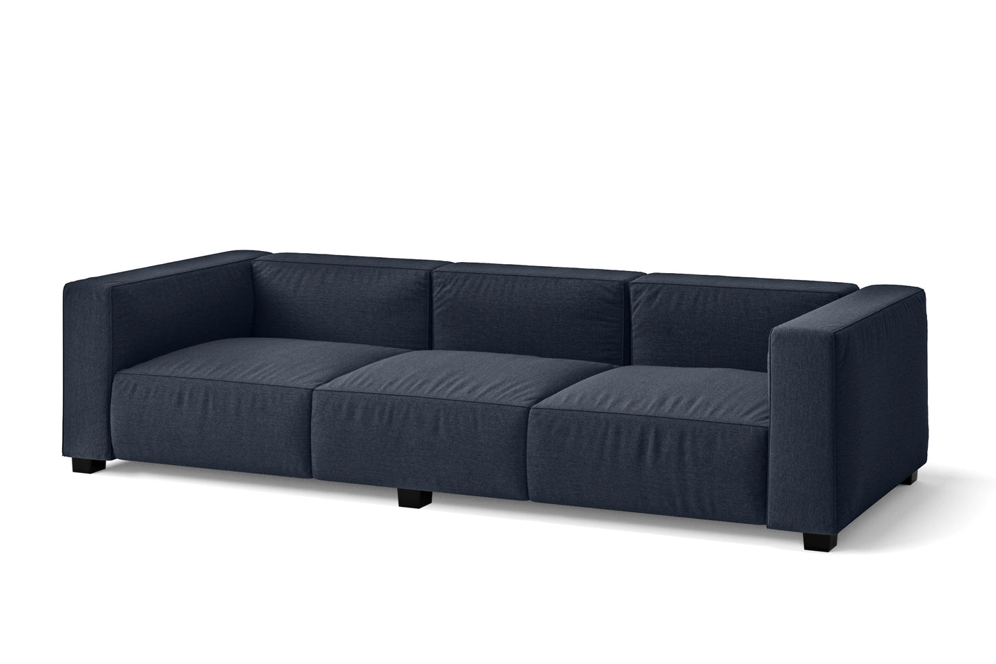 Taranto 3 Seater Sofa Dark Blue Linen Fabric